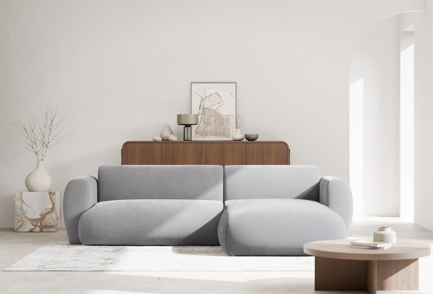 Dīvāns Emil 74/262/156 cm pelēks