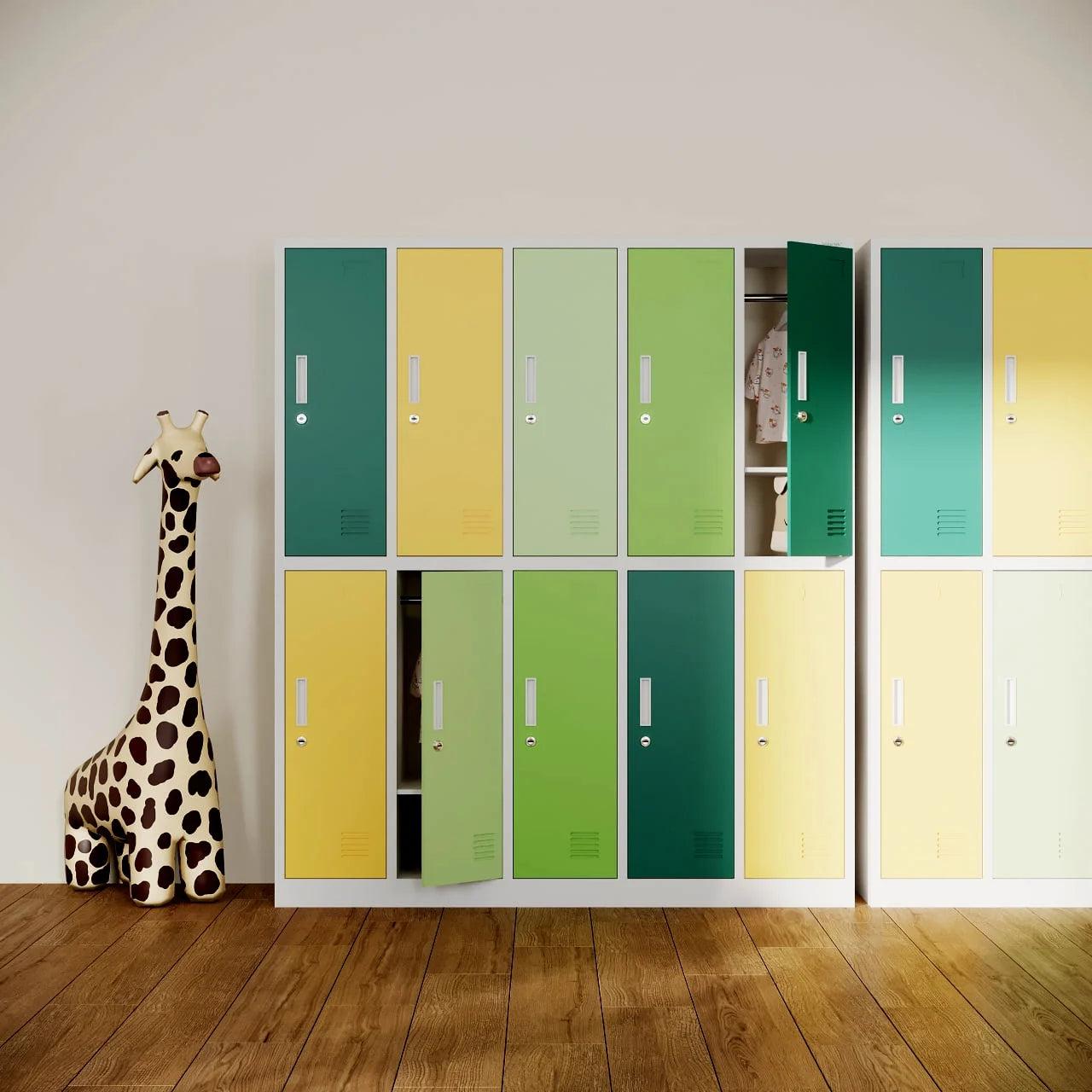 Metāla skapis Bart 150/136/45 cm pelēks-daudzkrāsains - N1 Home