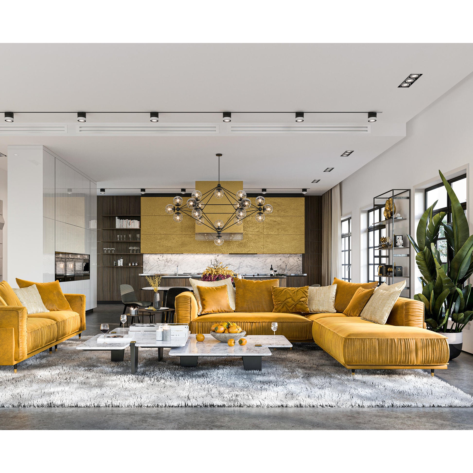 Dīvāns Bellissa Corners Befame Set 2 250/295/104 cm sinepes - N1 Home