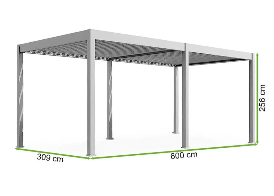 Bioklimatiskā terases pergola Elija AUTOMATIC 3x6 ar LED apgaismojumu 600/309/255 cm taupe - N1 Home