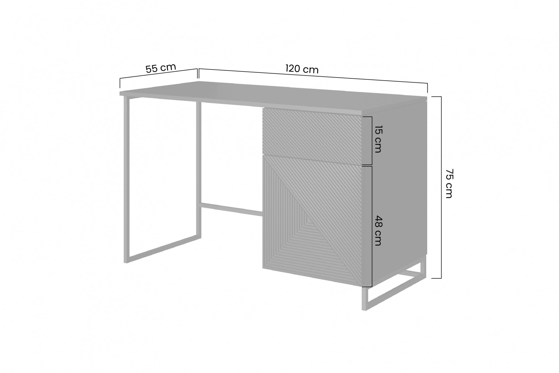 Rakstāmgalds Oslo 120/75/55 cm tumši/pelēks/ozols - N1 Home