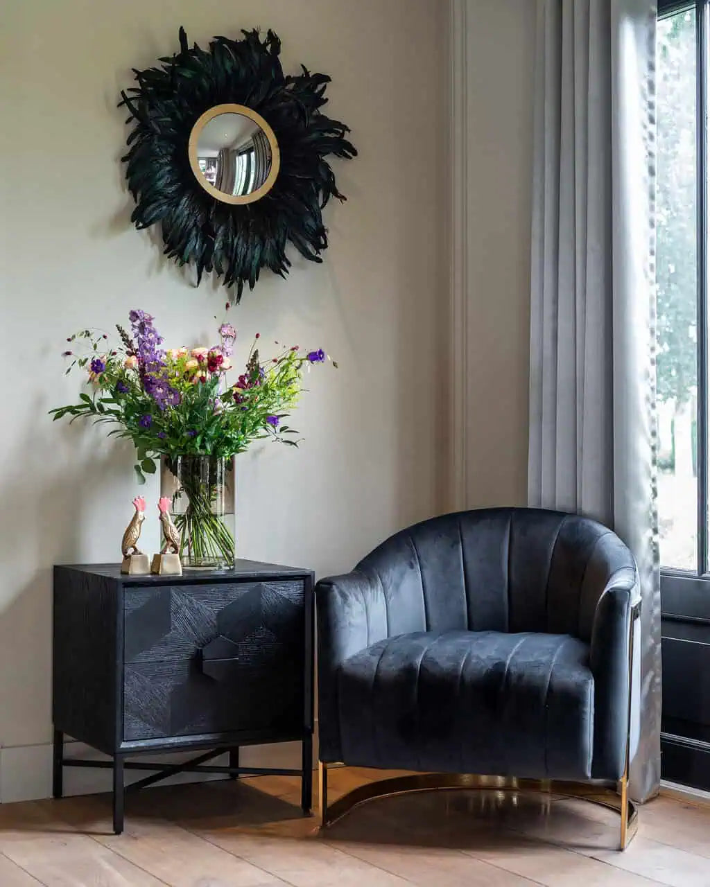 Naktsskapītis Blax ar 2 atvilktnēm Richmond Interiors 62/55/46 cm melns - N1 Home