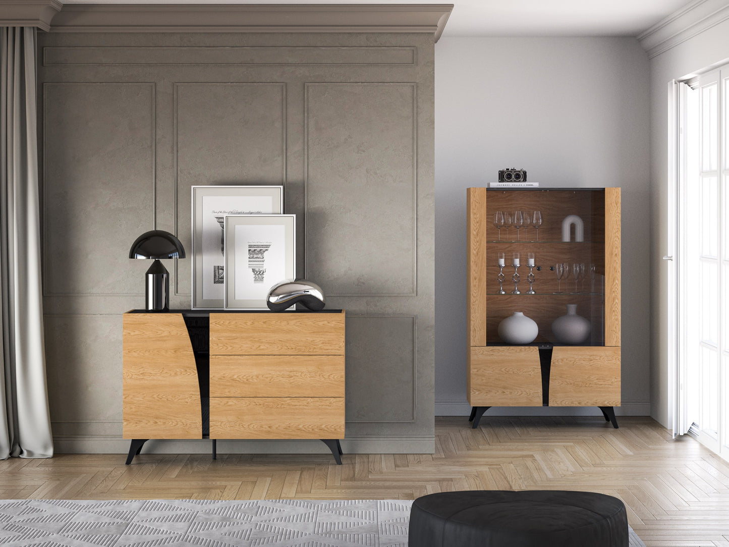 Kumode Toskana 120/82/38 cm ozols/melns