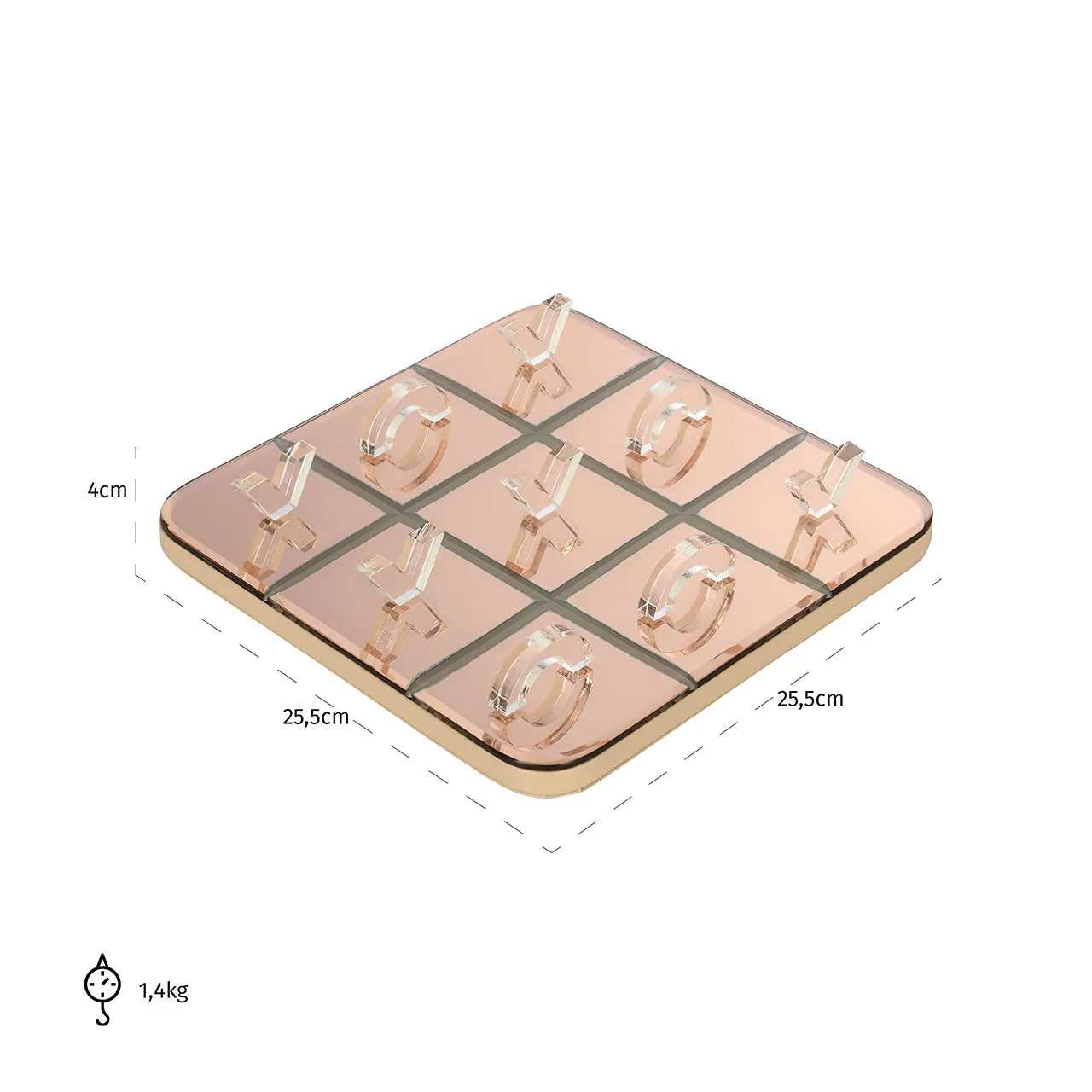 Dekoratīvs priekšmets Richmond Interiors Tic tac toe Caylin 4/25/25 cm rozā zelts - N1 Home
