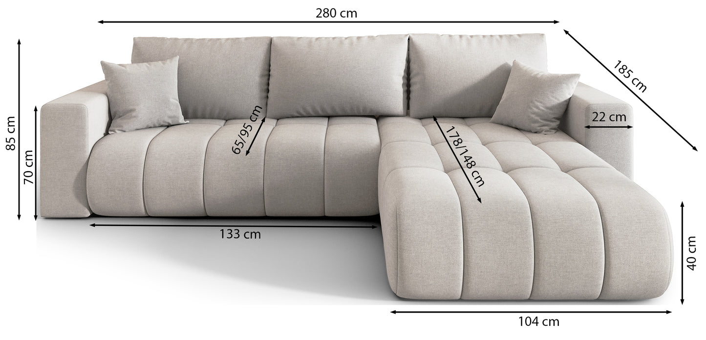 Dīvāns Milods 280/85/185 cm Wind 99 - N1 Home