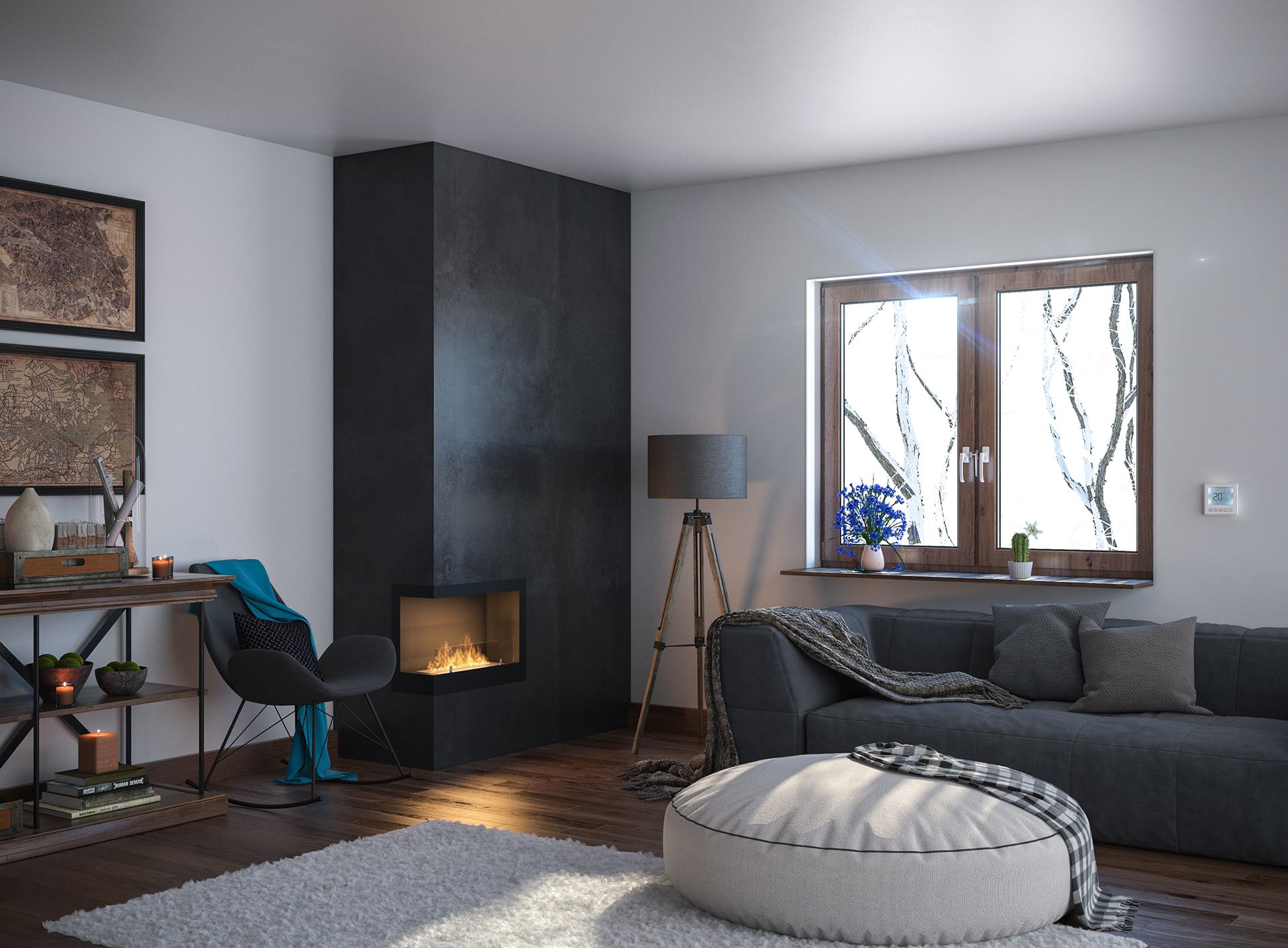 Biokamīns Cornia 60/45/24 cm melns - N1 Home