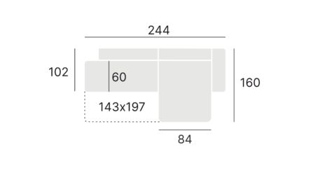 Dīvāns Coz 244/92/60 cm Aragon 80 - N1 Home