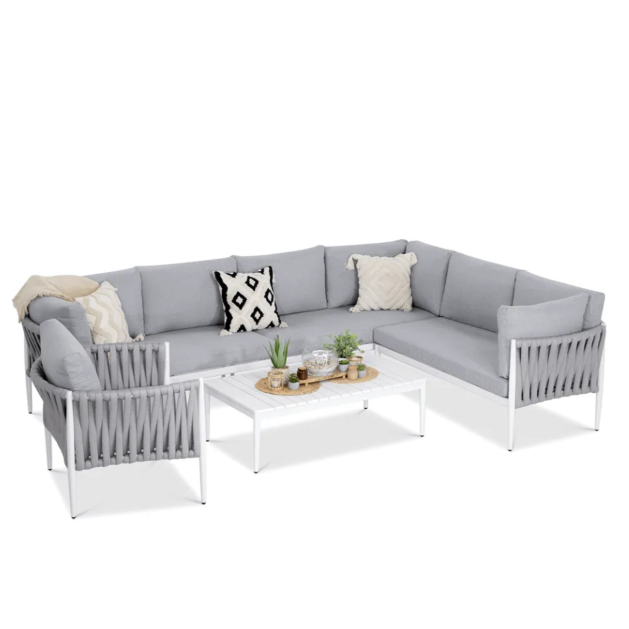 Dārza komplekts Mona balts/pelēks - N1 Home