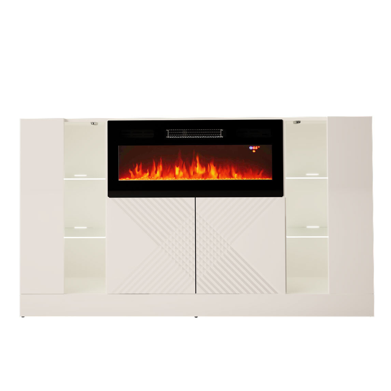 Kumode ar elektrisko kamīnu Dalika 160/90/35 cm balts