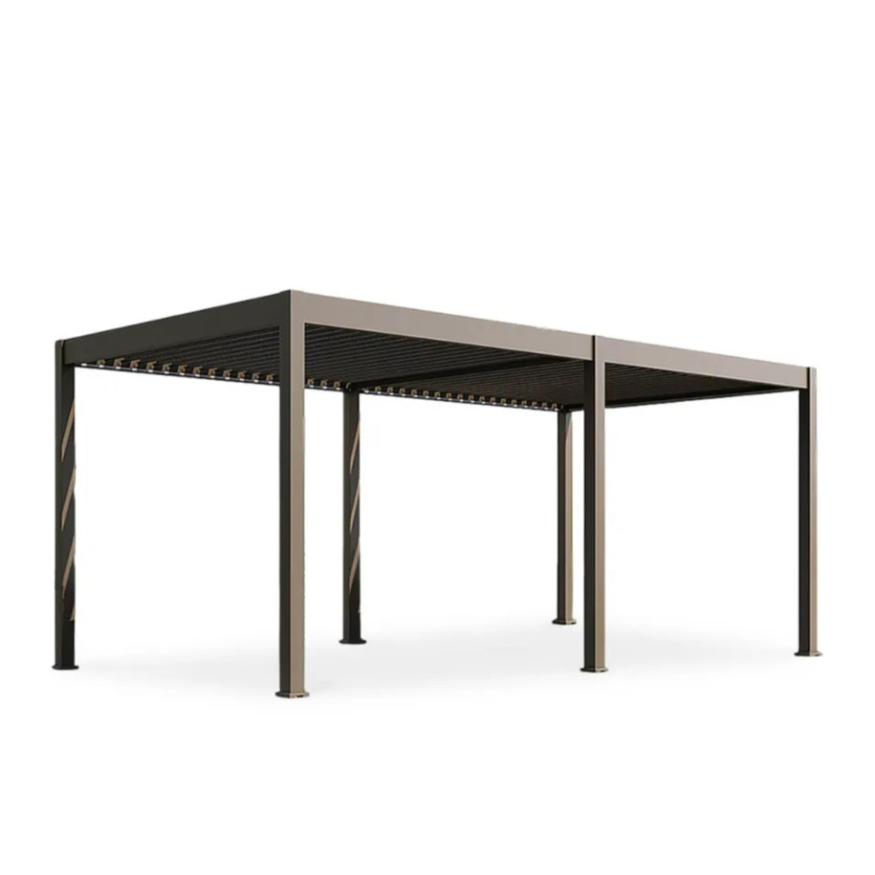 Bioklimatiskā terases pergola Elija AUTOMATIC 3x6 ar LED apgaismojumu 600/309/255 cm taupe - N1 Home