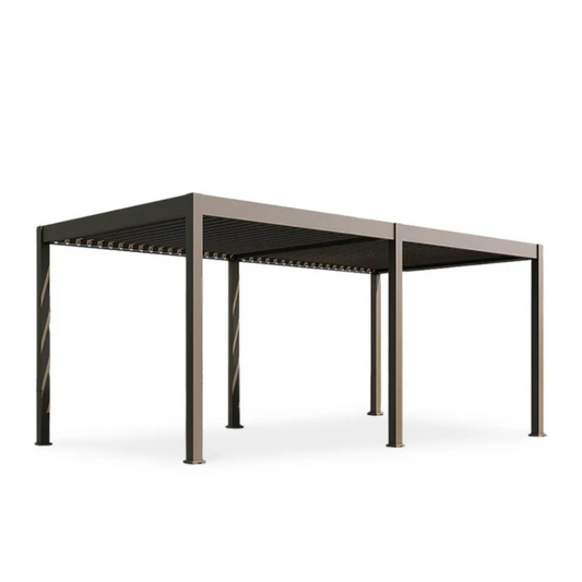 Bioklimatiskā terases pergola Elija AUTOMATIC 3x6 ar LED apgaismojumu 600/309/255 cm taupe - N1 Home