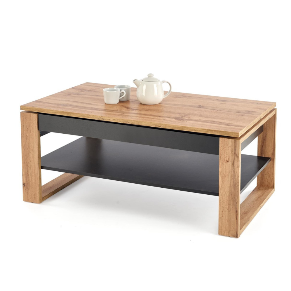 Kafijas galds Bets 114/65-92/50-72 cm amatnieku ozols/melns - N1 Home