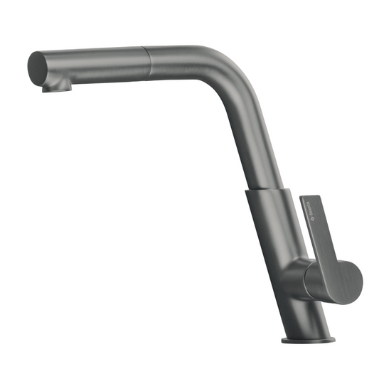 Virtuves jaucējkrāns ar izvelkamu snīpi Silia 253 mm titanium - N1 Home