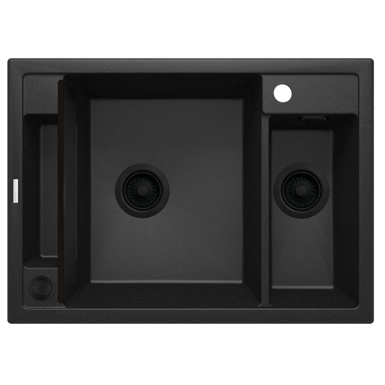 Magnētiskā 1,5 bļodiņu granīta izlietne Magnetic 690 x 500 x 219 grafīta metālisks - N1 Home