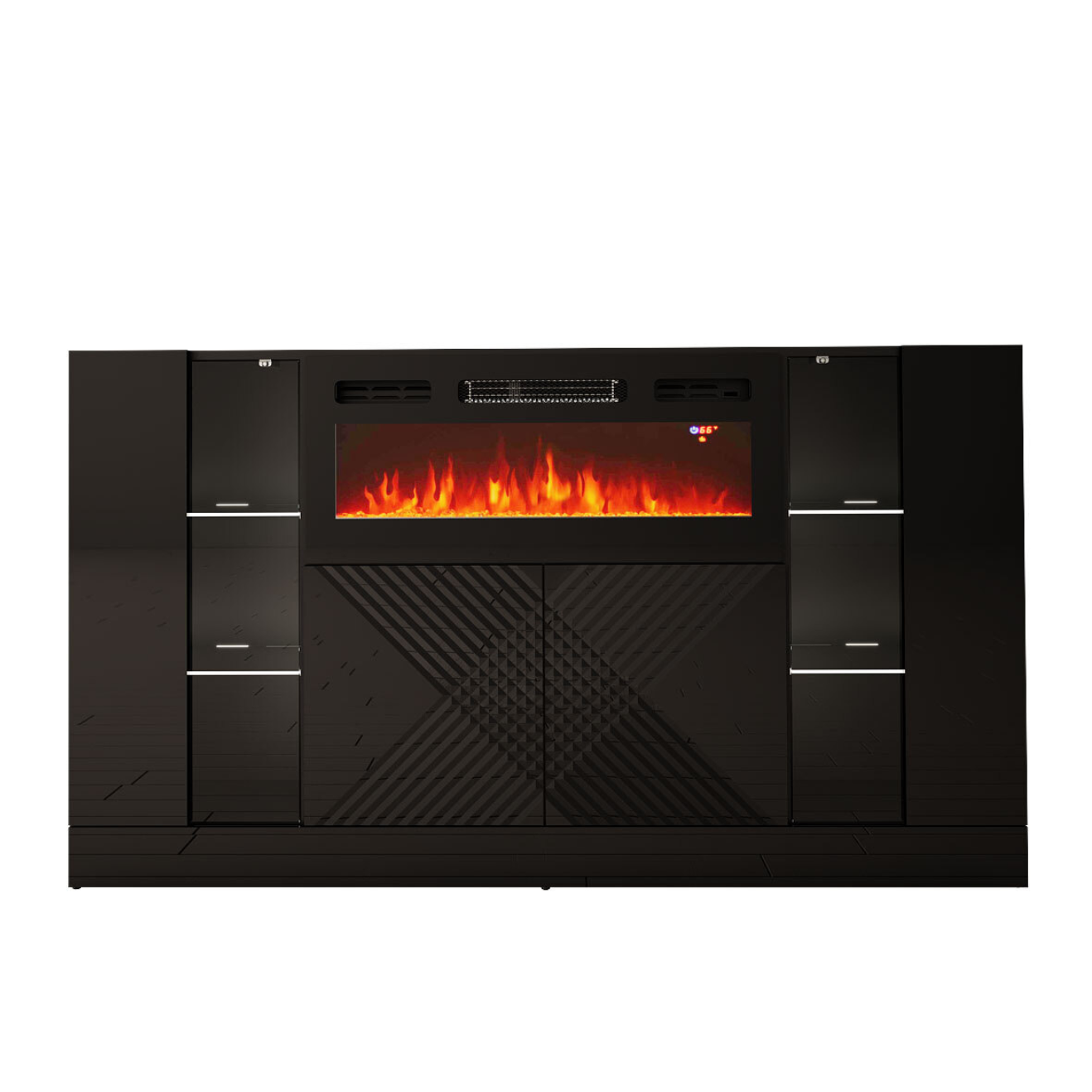 Kumode ar elektrisko kamīnu Dalika 160/90/35 cm melns