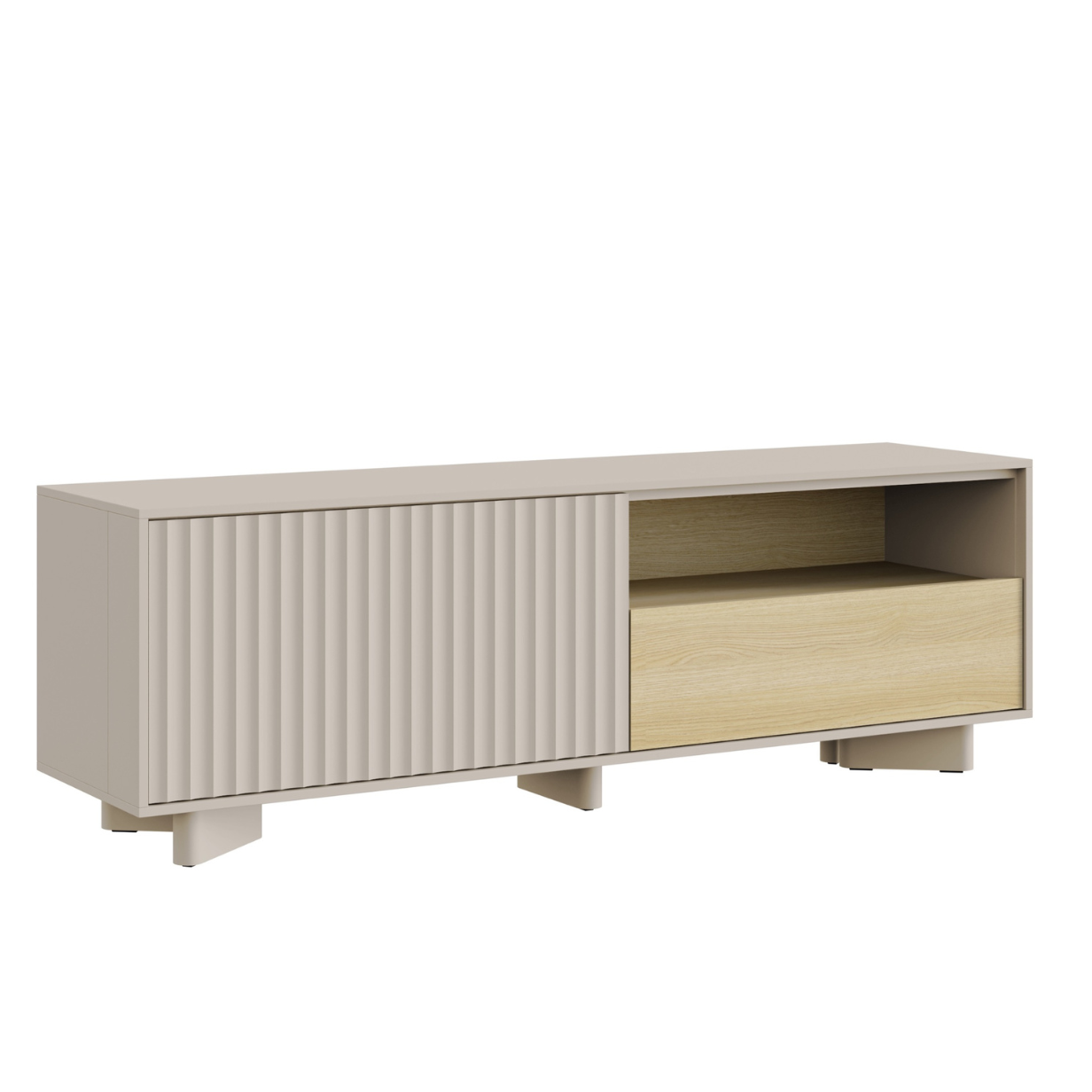 TV skapis Distri Riffle 140/46/35 cm Vičencas ozols/kašmirs