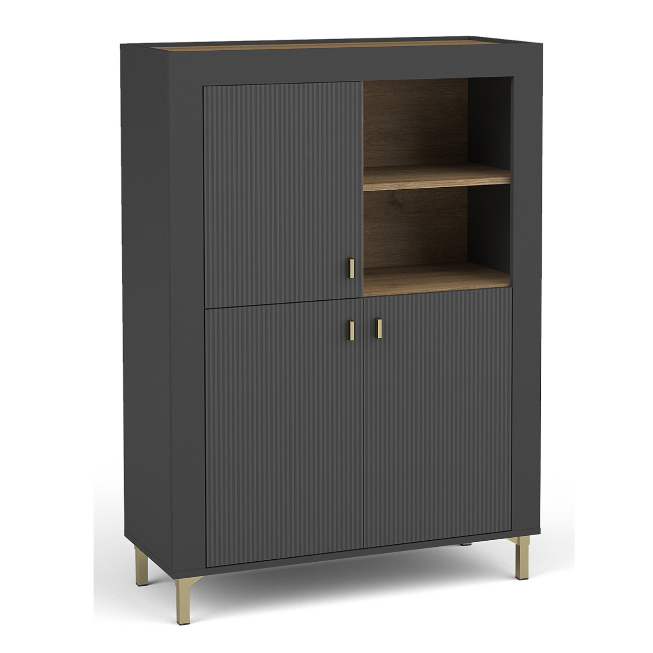 Vitrīna Lamos 96/135/39 cm melns/zelts