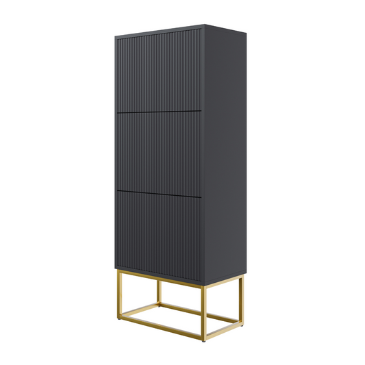 Apavu skapis Velda 50/30/125 cm melns/zelts