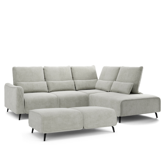 Dīvāns ar pufu Ruma 94/260/208 cm Storm 85 - N1 Home