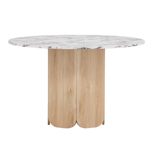 Galds Velaj 120/120/75 cm gaiši pelēks marmors/ozols - N1 Home