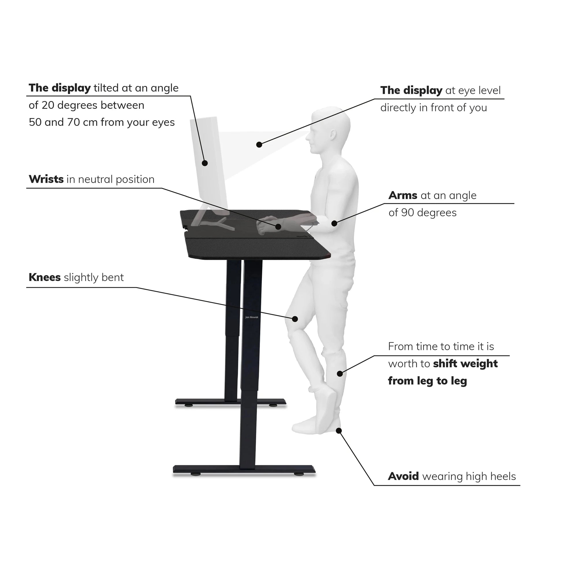 Galds EL 160/72 cm melns - N1 Home