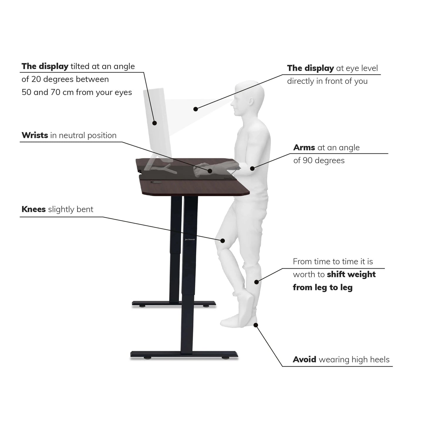 Galds EL 160/72 cm melns/valrieksts - N1 Home