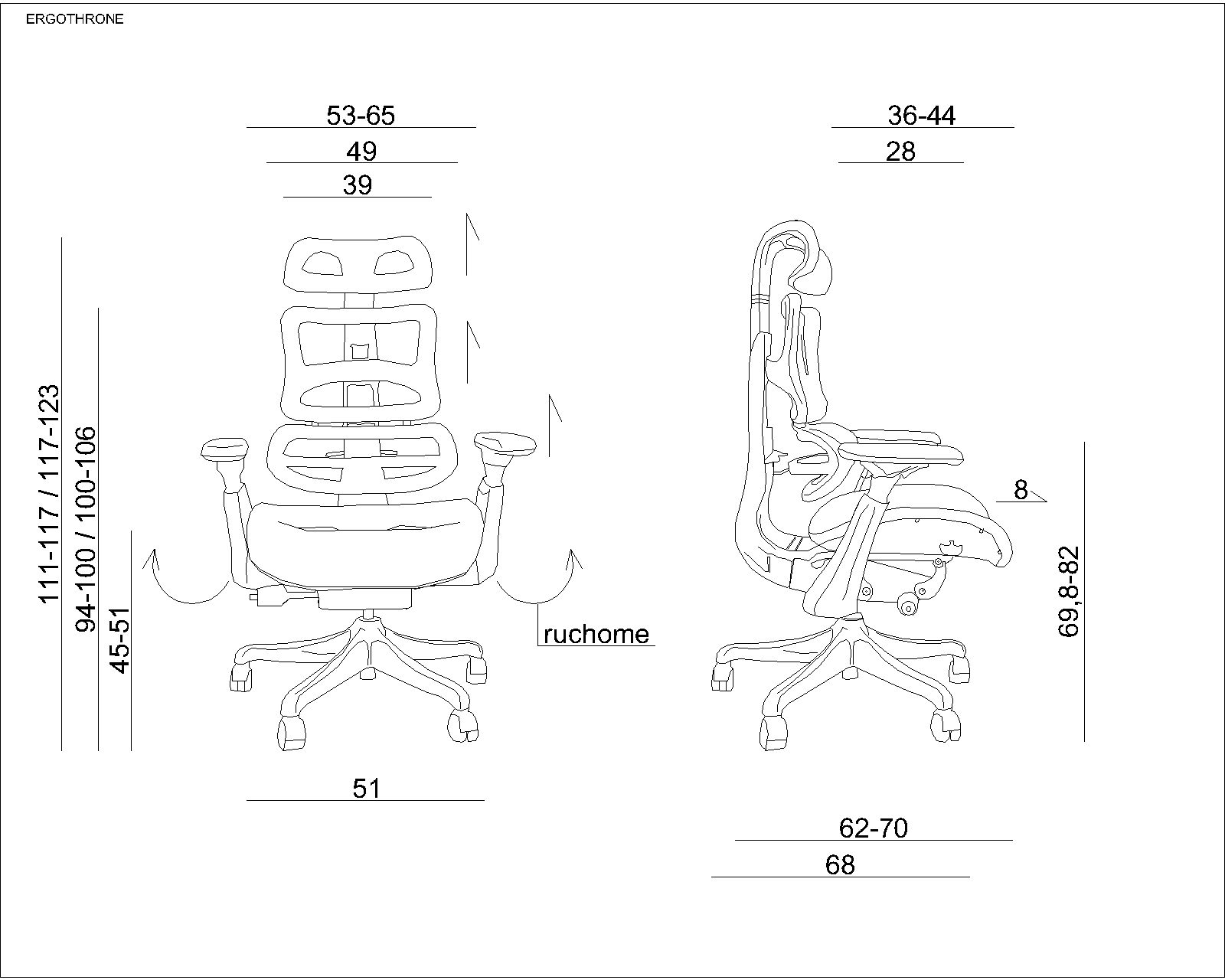 Krēsls Turb A ar kāju pakāli 111/53/36 cm melns - N1 Home