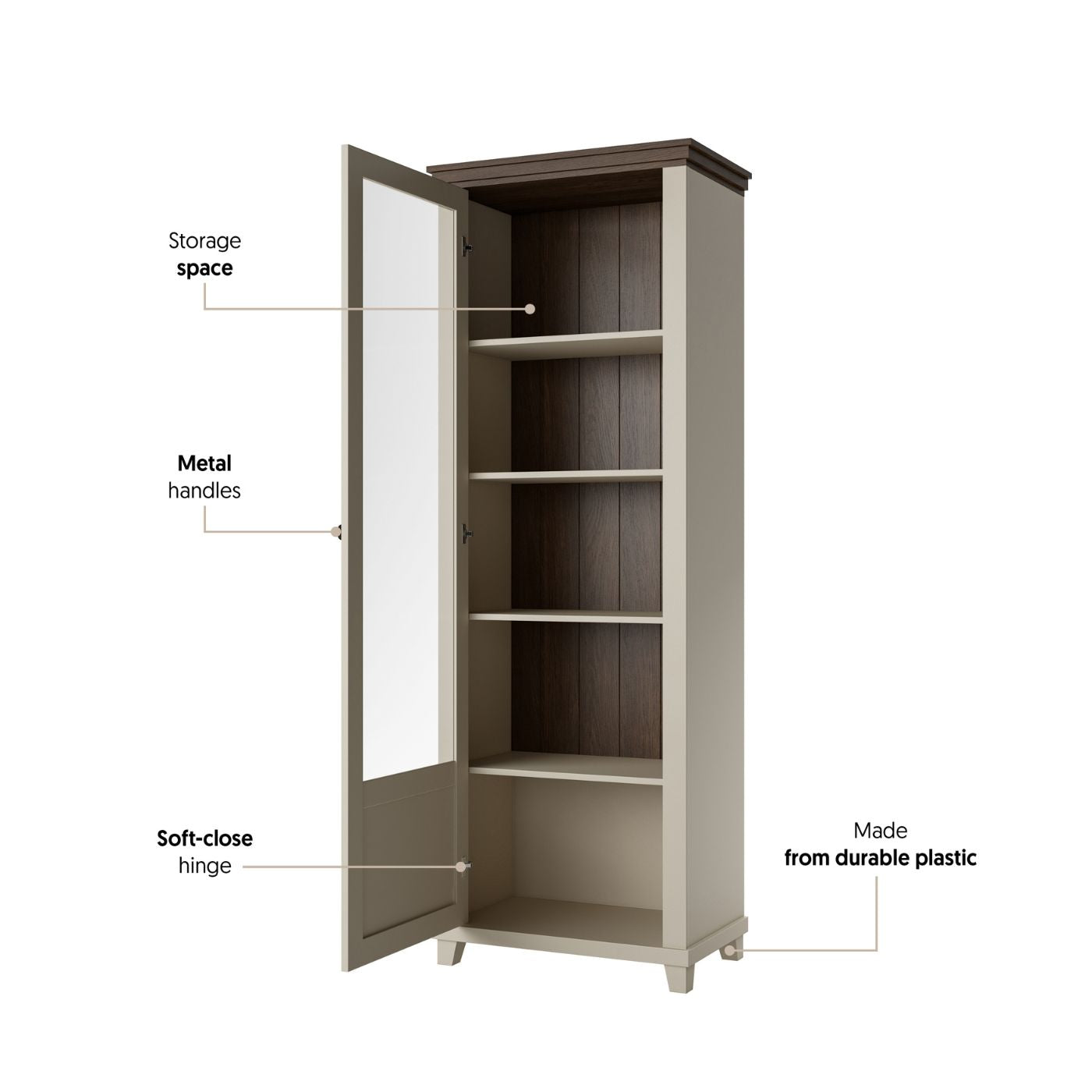 Skapis Evtar 71/200/42 cm kašmirs/Dunin ozols - N1 Home