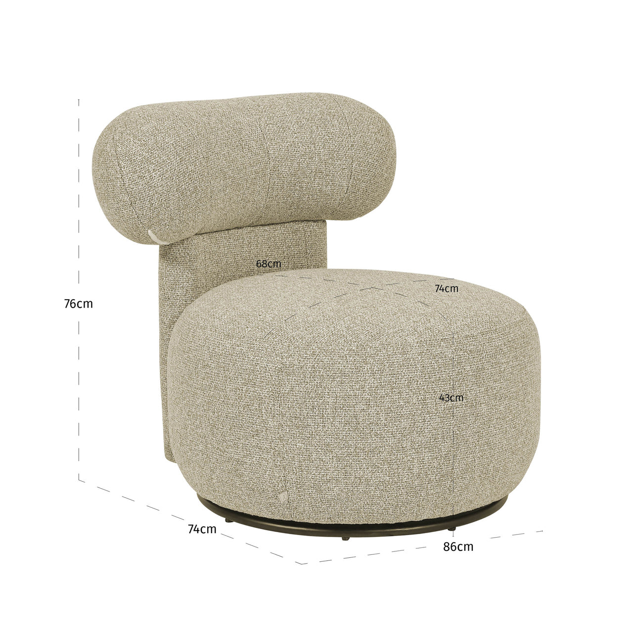 Krēsls Kaya Richmond Interiors 86/76/74 cm cayenne brown swivel