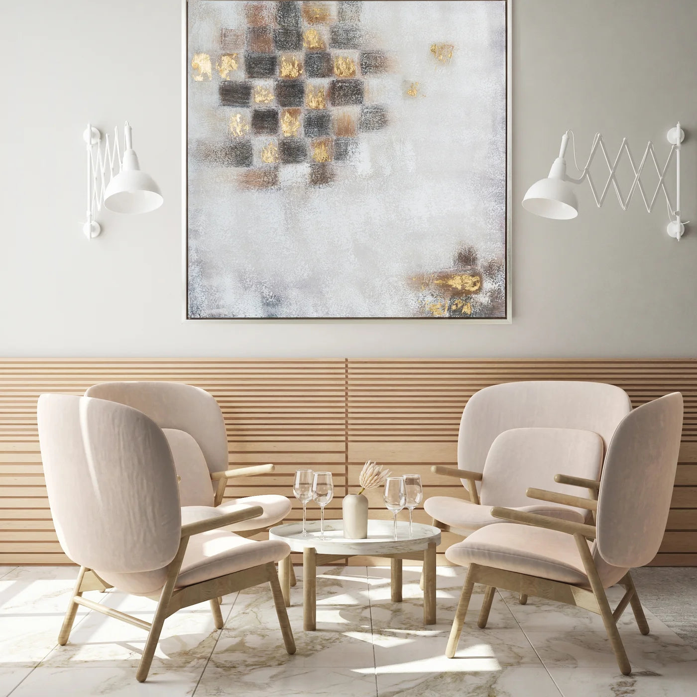 Glezna Delux 80/80 cm pelēks/zelts - N1 Home