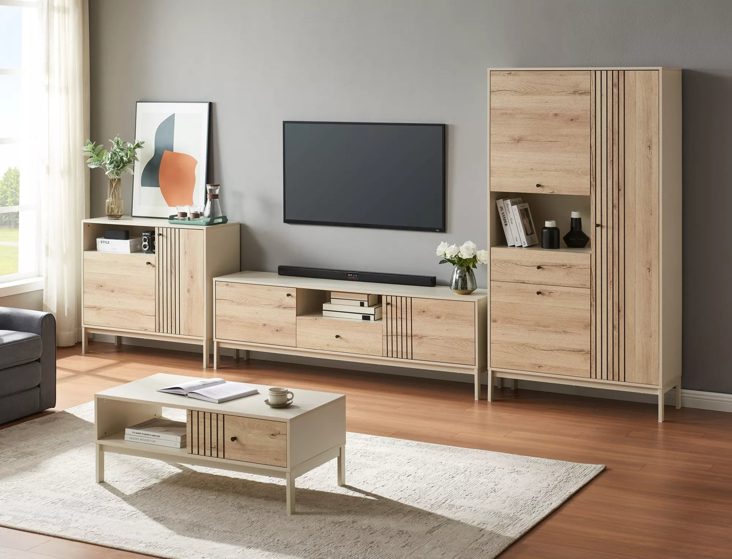 Skapis Frosi 40/191/100 cm ozols/netīri balta - N1 Home