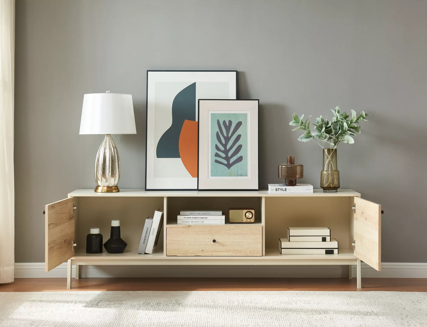 TV skapis Frosi 40/180/58 cm ozols/netīri balta - N1 Home