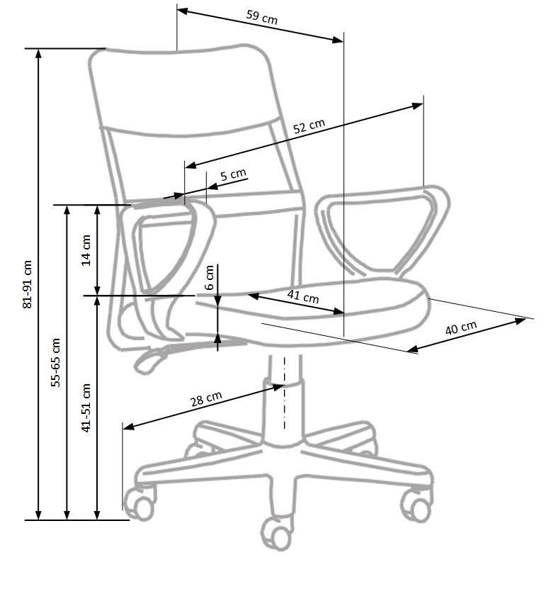 Krēsls Timas 52/59/81-91/41-51 cm pelēks - N1 Home