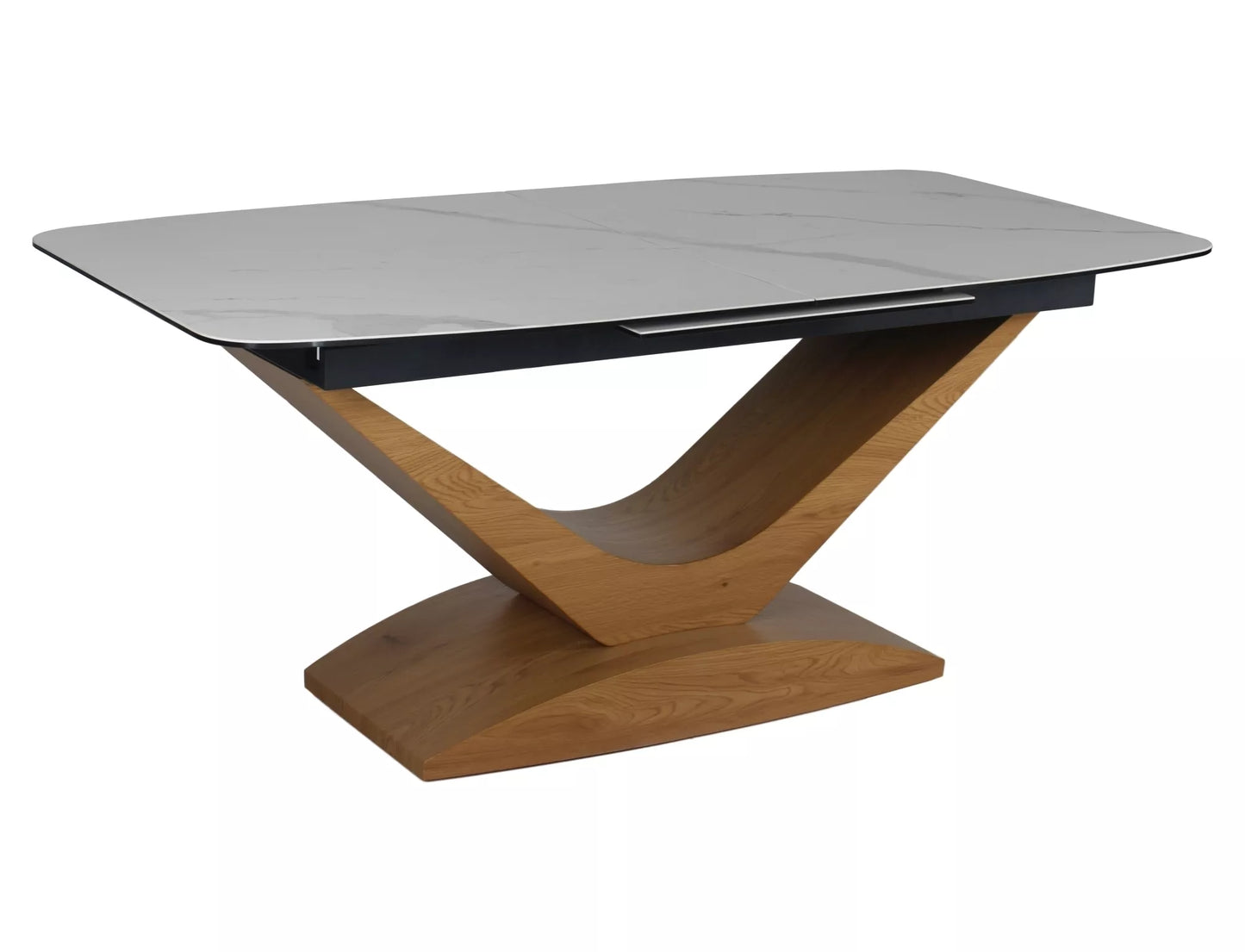 Galds Dole 180-240/76/95 cm matēts balts / ozols - N1 Home