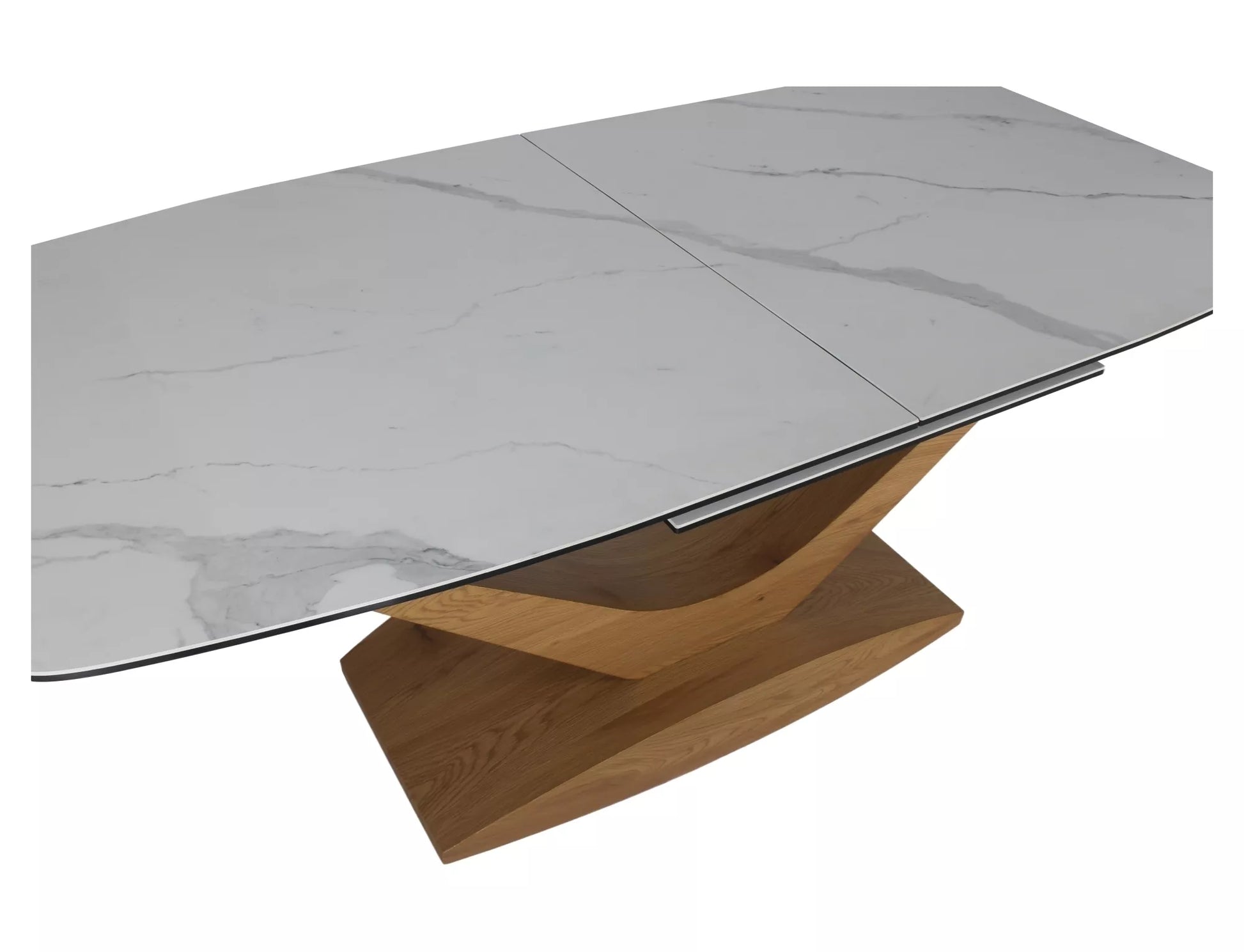 Galds Dole 180-240/76/95 cm matēts balts / ozols - N1 Home