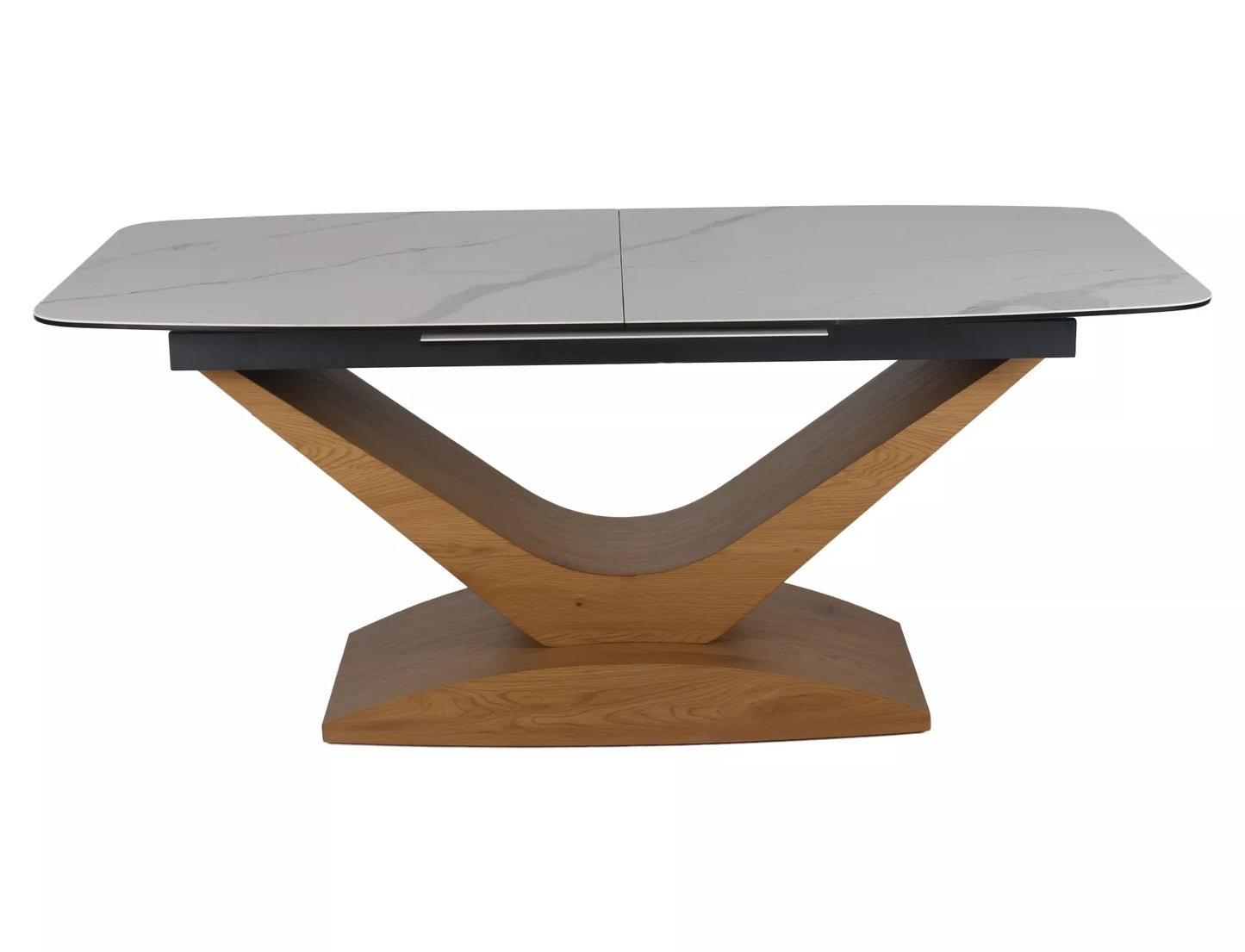 Galds Dole 180-240/76/95 cm matēts balts / ozols - N1 Home