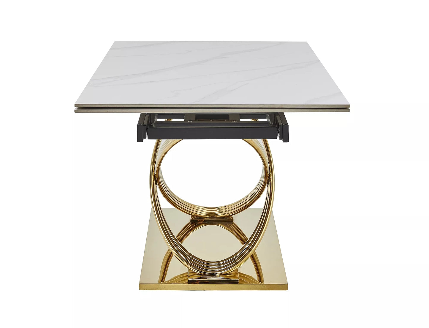 Galds Herme 75/90/160 cm balts/zelts - N1 Home