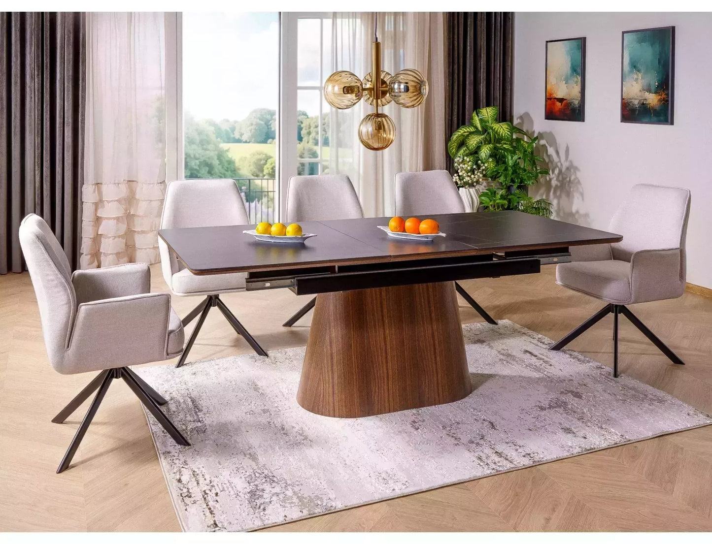 Galds Monask 75/90/160 cm melns/valrieksts - N1 Home