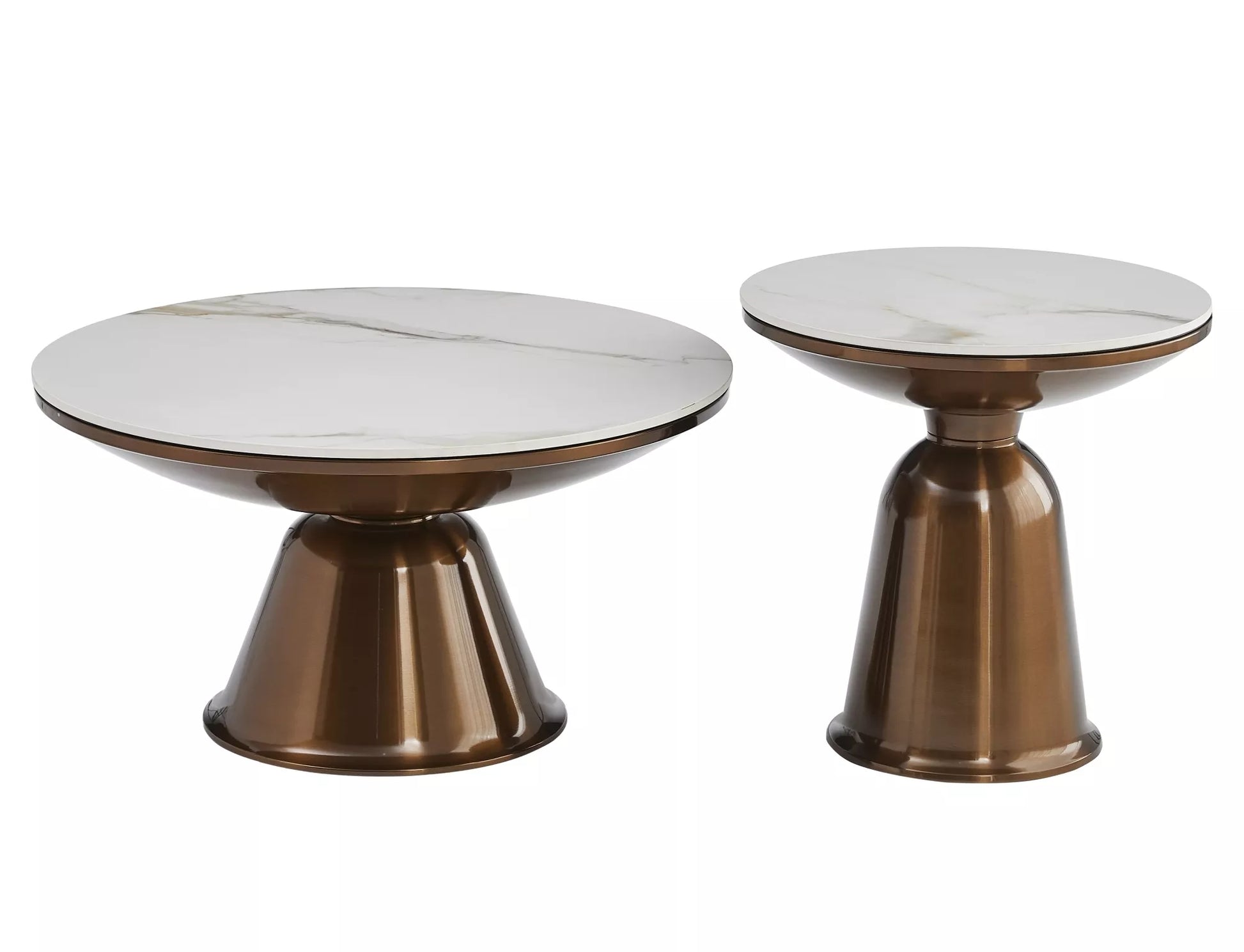 Kafijas galdiņu komplekts 41/75; 49/50 cm bronza/balts - N1 Home
