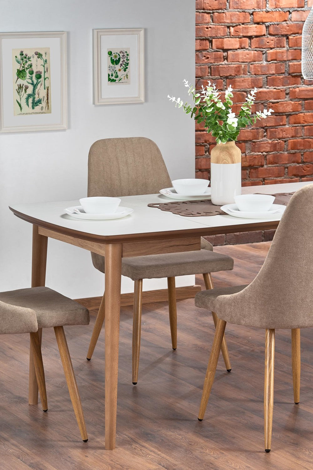 Galds Bares 90/80/75 cm balts/lefkas ozols - N1 Home