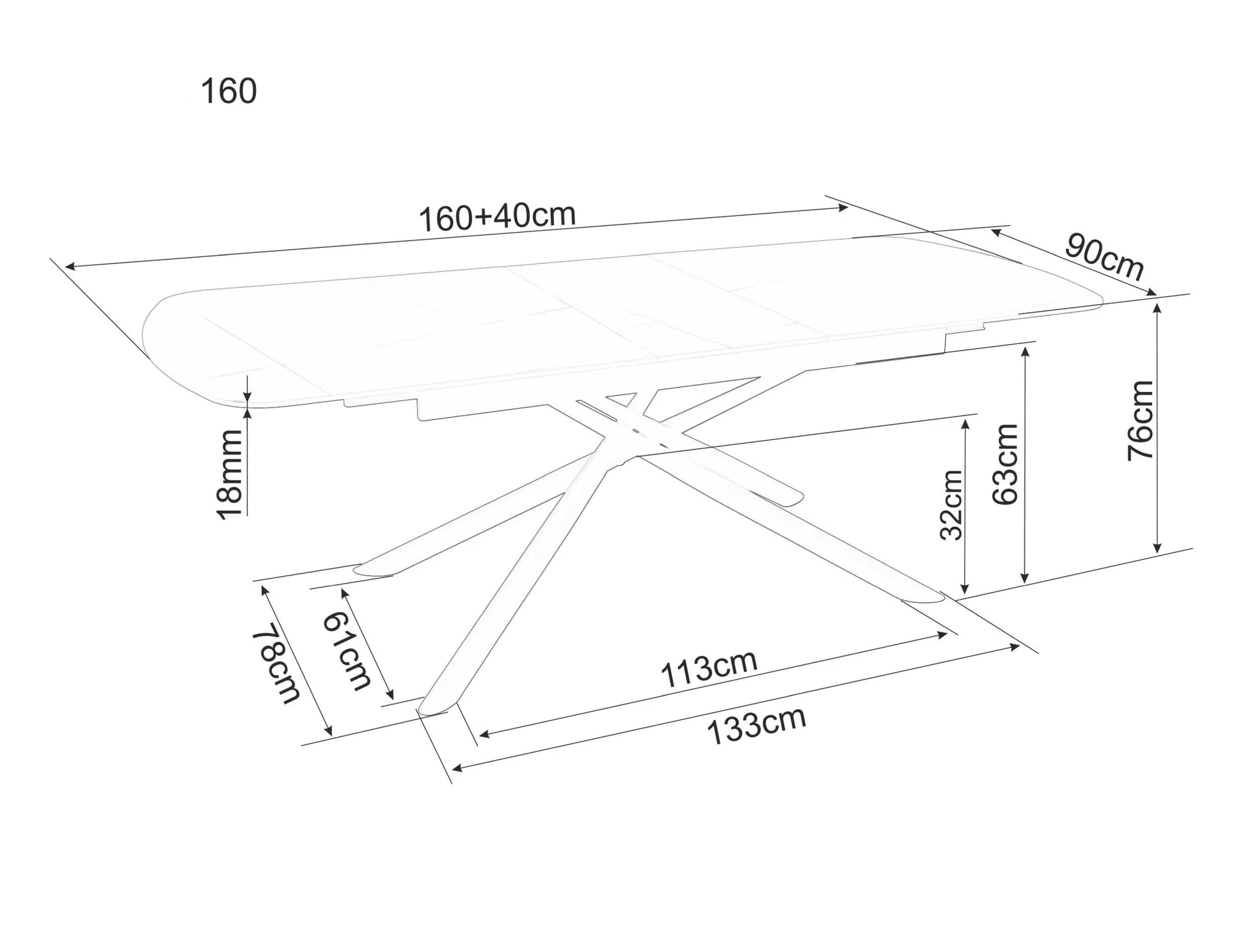 Galds Vekta 160;180/75/90 cm melns - N1 Home