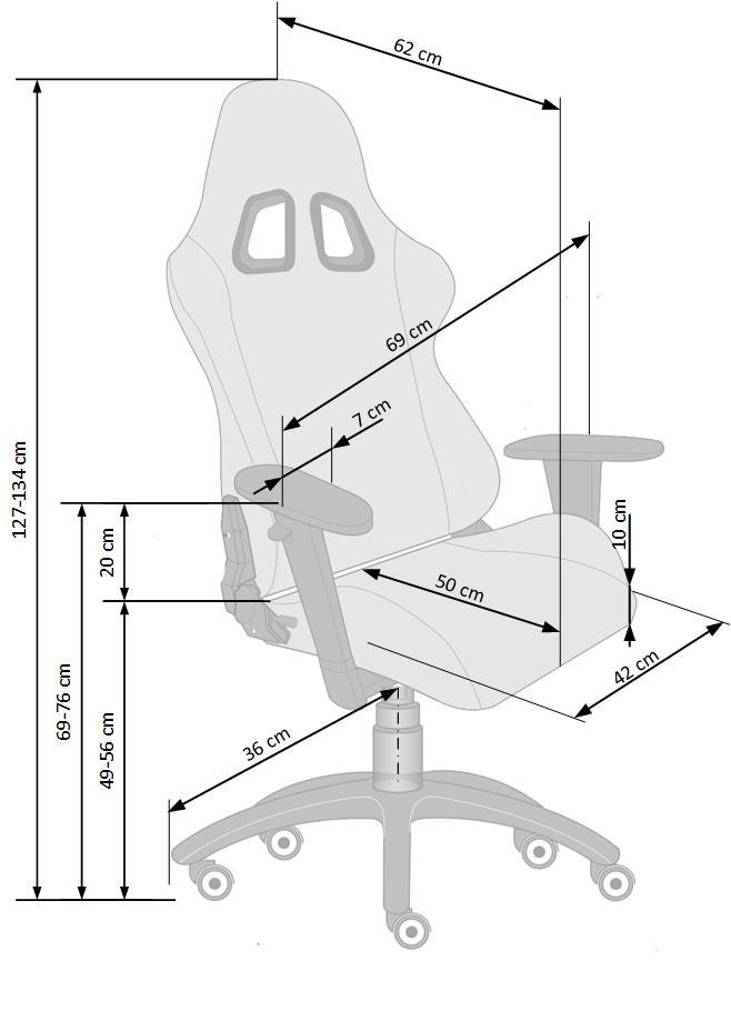 Krēsls Drak 69/62/127-134/49-56 cm pelēks/melns