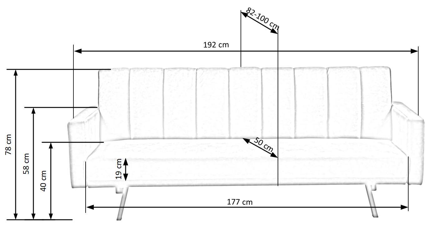 Dīvāns AR 192/82-100/78-58 cm pelēks - N1 Home