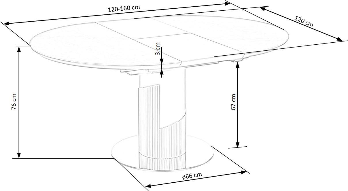 Galds Musk 120/120/76 cm pelēks marmors/zelts - N1 Home