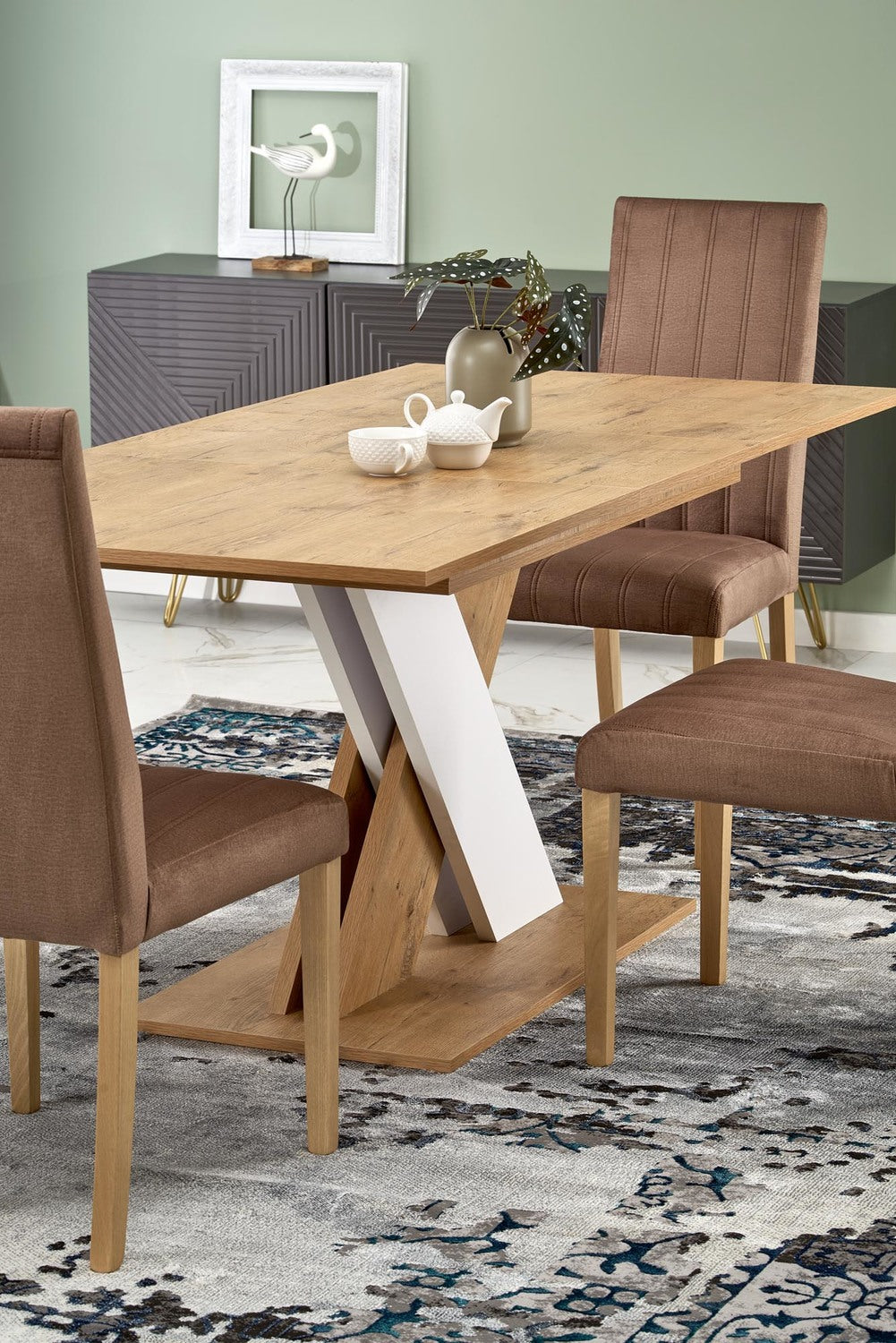 Galds Xareo 130/85/76 cm lancelot ozols/balts - N1 Home