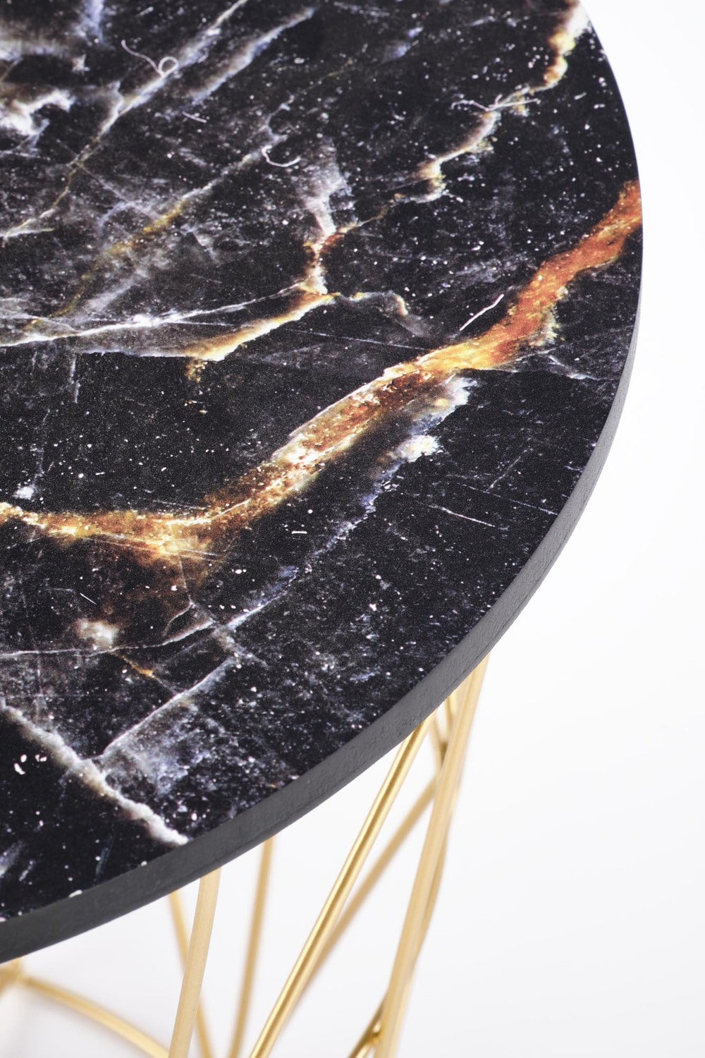 Kafijas galdiņš TM zelts/melns marmors 42/41 cm - N1 Home