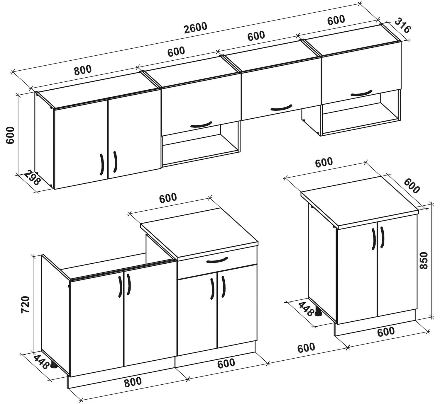 Virtuve VIO 260/60 vaniļa/ ozols - N1 Home