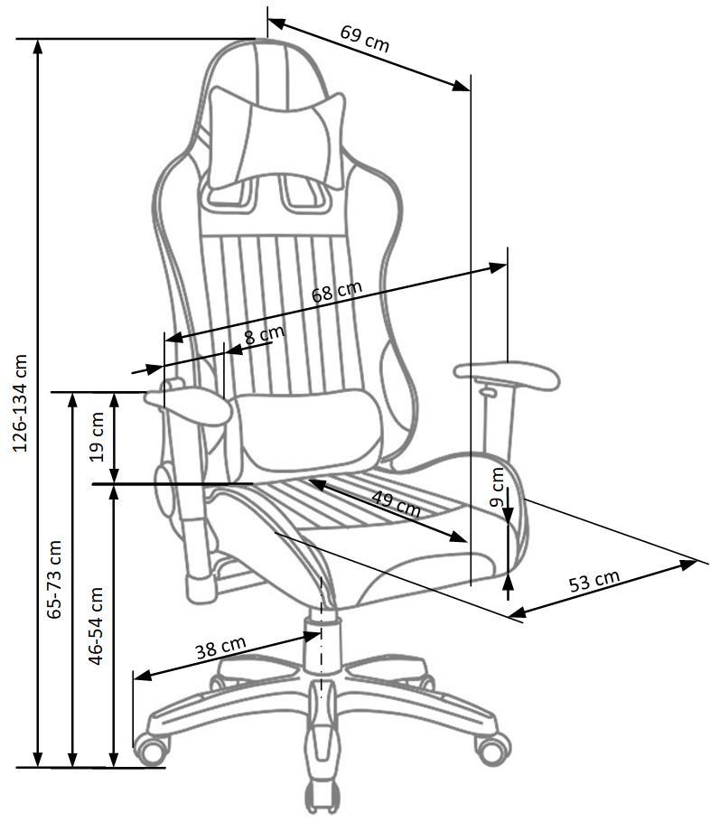 Krēsls Def 55/69/126-134/46-54 cm melns/sarkans