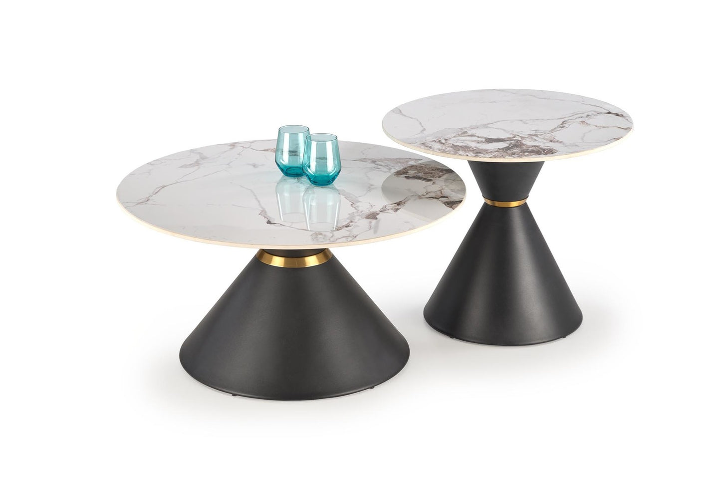 Kafijas galdiņš Gora 80/42 cm balts marmors/melns - N1 Home