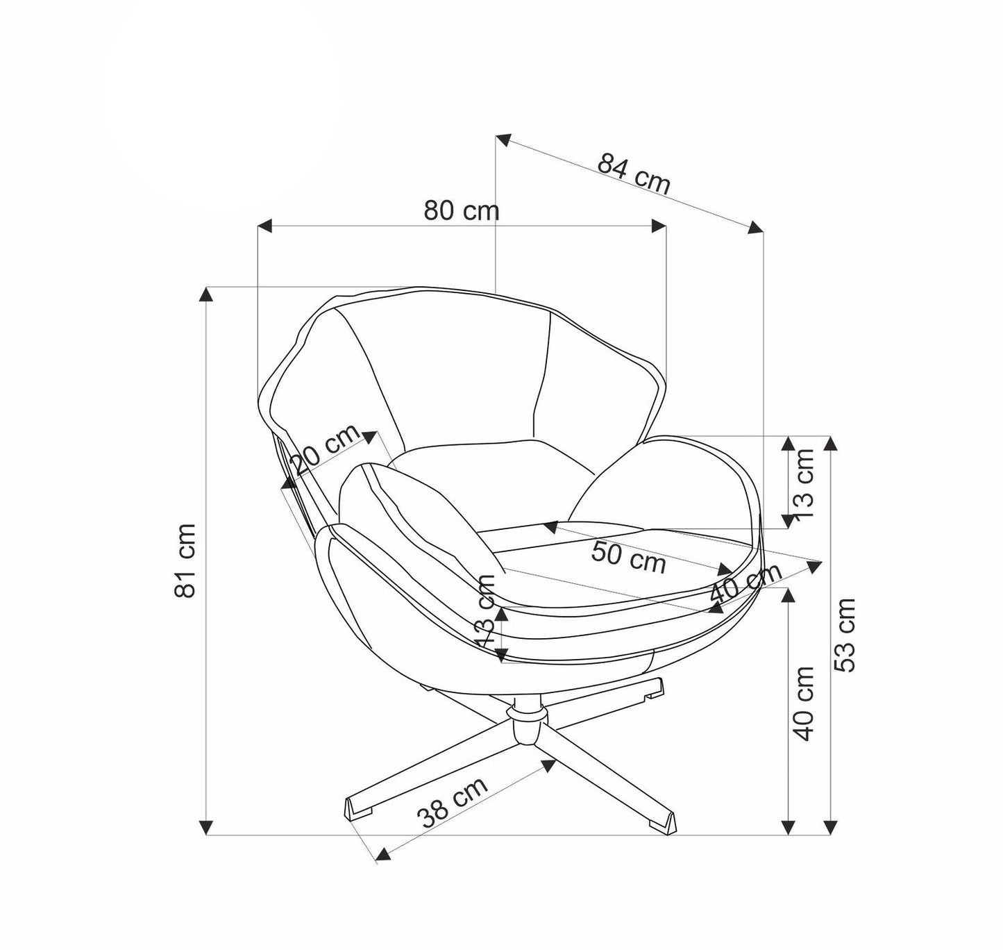 Krēsls Gius 80/84/81 cm sinepes - N1 Home